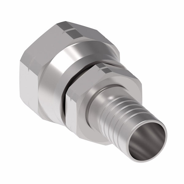 FC6216-0403S Aeroquip by Danfoss | Female SAE 45° Swivel PTFE Crimp Fitting | FC Series | Nipple Assembly | -04 Female SAE 45° Swivel x -03 Hose Barb | Steel