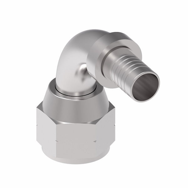 FC6217-1212S Aeroquip by Danfoss | Female SAE 45° Swivel 90° Elbow PTFE Crimp Fitting | FC Series | Nipple Assembly | -12 Female SAE 45° Swivel x -12 Hose Barb | Steel
