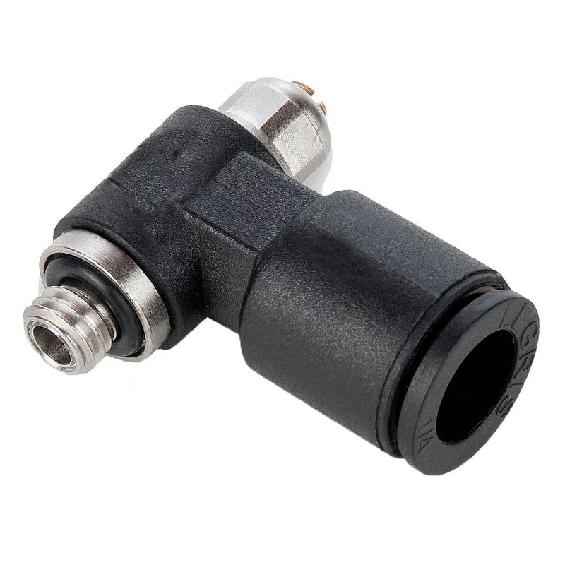 FCMK731-4-2 by Parker | Miniature Flow Controls | 1/4" Push-to-Connect x 1/8" Male NPT Thread | 6 mm Hex | 90° Elbow | Glass-Reinforced Nylon | Pack of 10