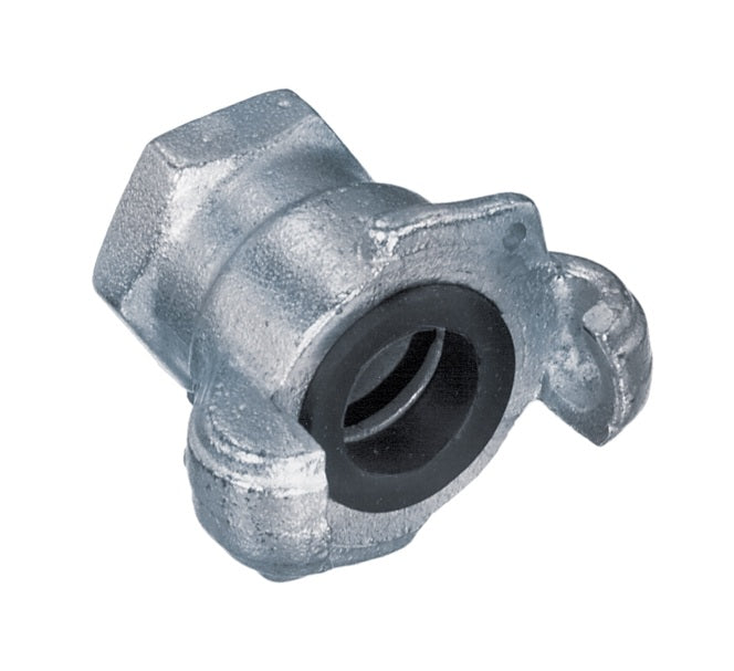 FE-38 by Kuriyama | FE Series | Female Threaded Universal Air Hose Coupling | 2 Lug | 3/8" Female NPT | Zinc Plated Carbon Steel