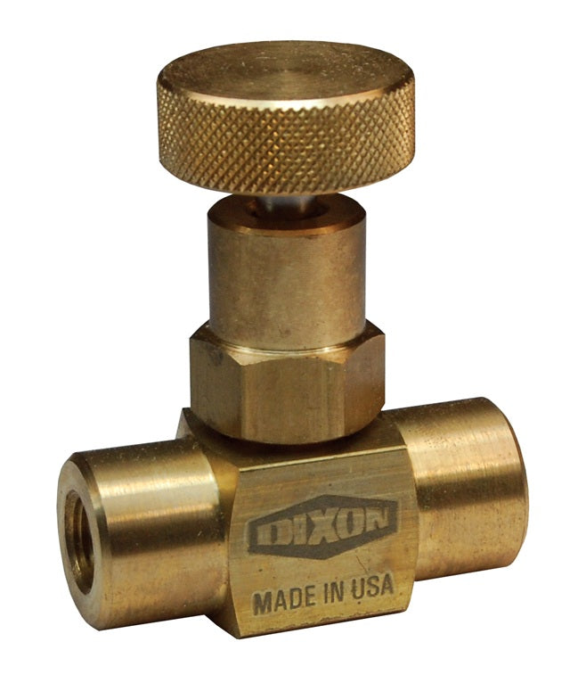 FFB101 by Dixon Valve | Mini Needle Valve | Knurled Knob Handle | 1/8" Female NPT x 1/8" Female NPT | Brass
