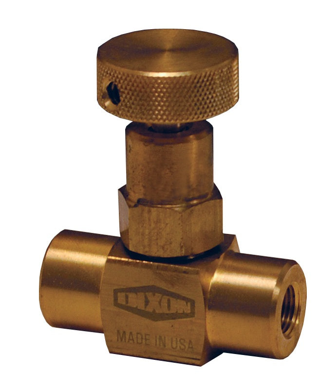 FFB102 by Dixon Valve | Mini Needle Valve | Knurled Knob Handle | 1/4" Female NPT x 1/4" Female NPT | Brass