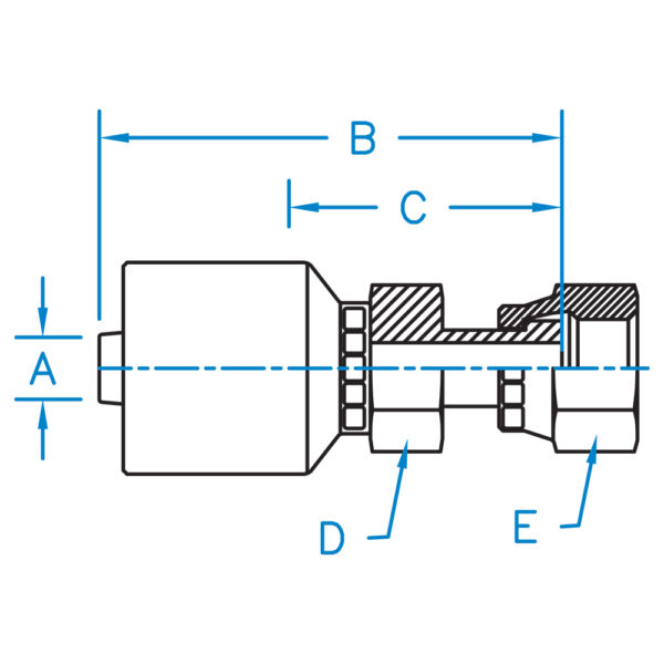 FFX-04-08-K2 by Kurt Hydraulics | K2 Style Hydraulic Fitting | 1/4" Hose Barb x 1/2" Female O-Ring Face Seal Swivel | Carbon Steel