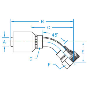 FFX45-20-24-W by Kurt Hydraulics | Jump Size | Female O-Ring Face Seal | 45 Degree | Swivel | for 1-1/4" Hose ID