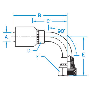 FFX90M-12-12-W by Kurt Hydraulics | Female O-Ring Face Seal | 90 Degree Medium Drop Bent Tube | Swivel | for 3/4" Hose ID