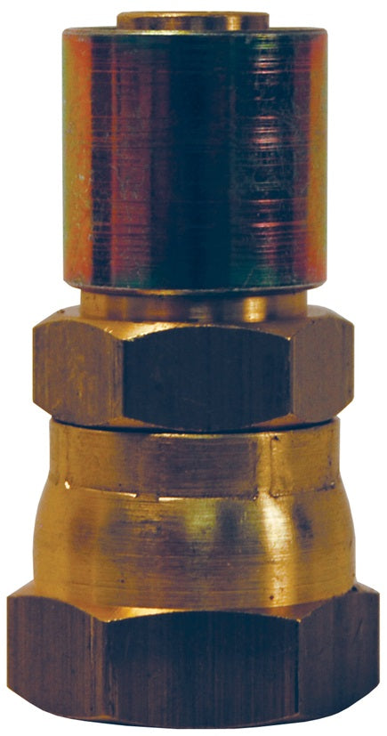 FJB-06-06 by Dixon Valve | Crimp Fitting for PTFE Hose | with Crimp Collar | 3/8" Female JIC Swivel x -06 Hose Size | Brass