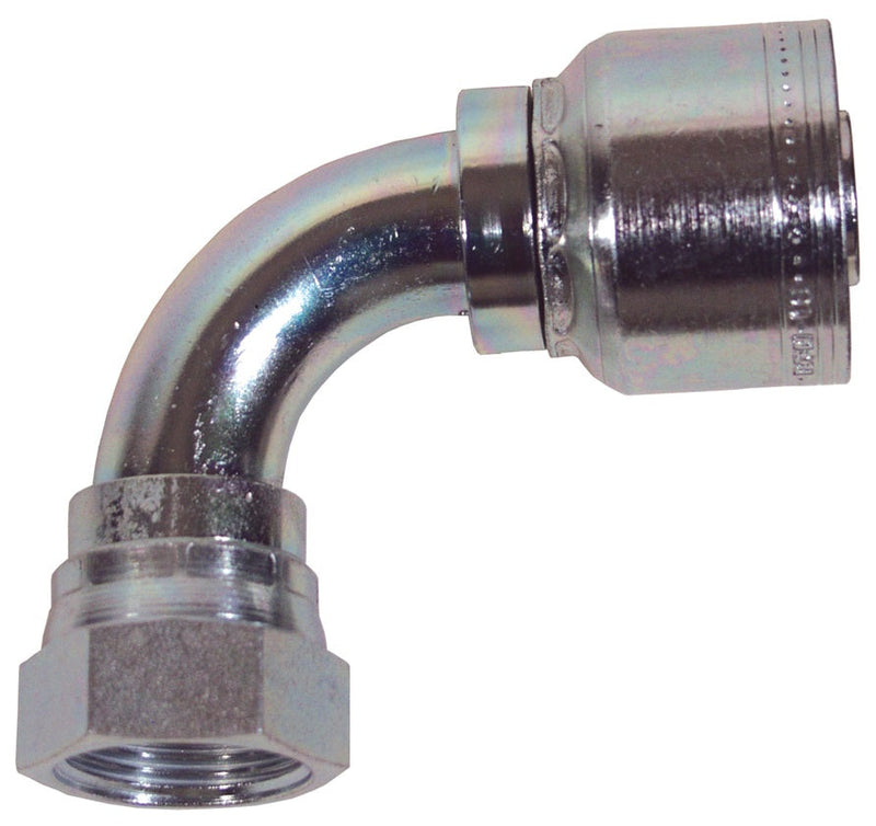 FJC90-03-03 by Dixon Valve | Crimp Fitting for PTFE Hose | with Crimp Collar | 90° Elbow | 3/16" Female JIC x -03 Hose Size | Carbon Steel