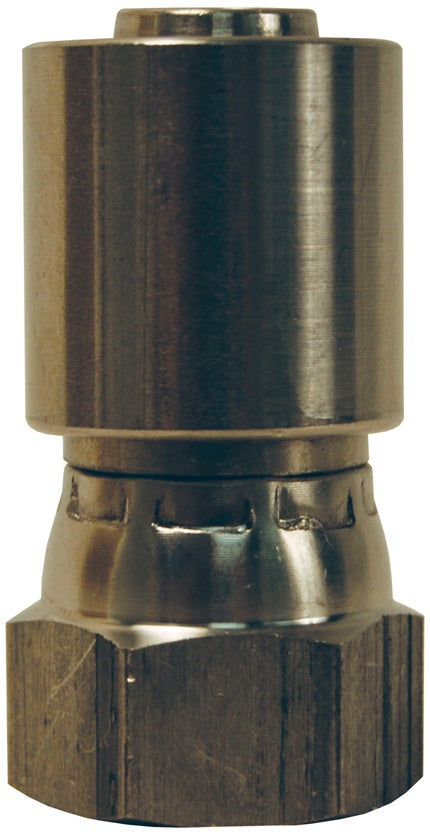 FJR-T04 by Dixon Valve | True I.D. PTFE Hose Fitting | 1/4" Female JIC Swivel | 316 Stainless Steel
