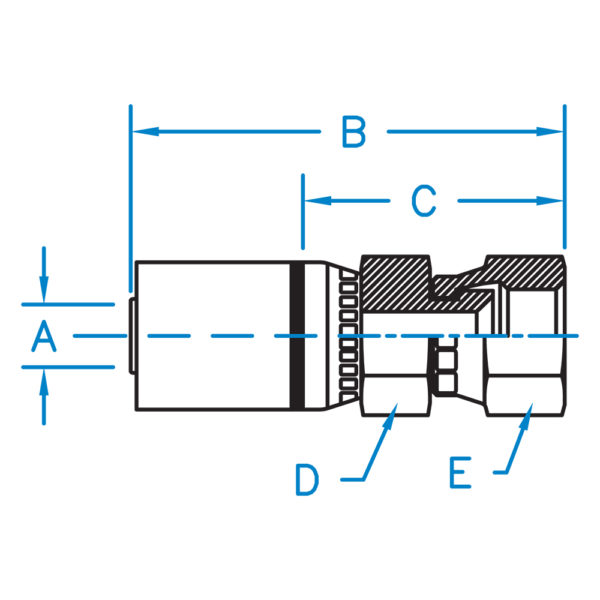 FJX-04-04-SST by Kurt Hydraulics | Female JIC | Swivel | PTFE Coupling | for 1/4" Hose ID