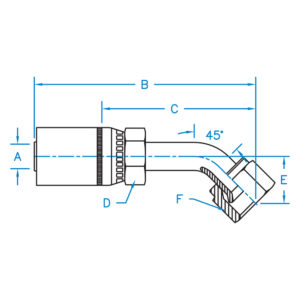 FJX45-08-08 by Kurt Hydraulics | Female 37 Degree JIC | 45 Degree Tube | Swivel | for 1/2" Hose ID