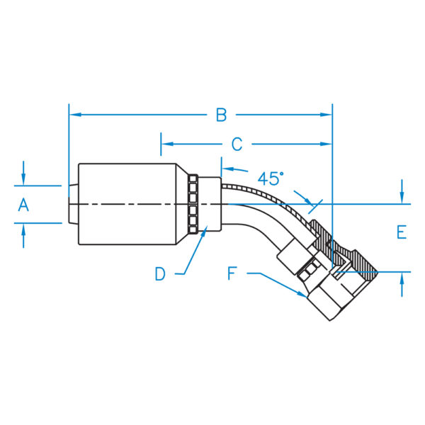 FJX45-32-32-JJ by Kurt Hydraulics | Ultra High Pressure Skive Style | Female JIC | 45° Elbow | Swivel | for 2" Hose ID