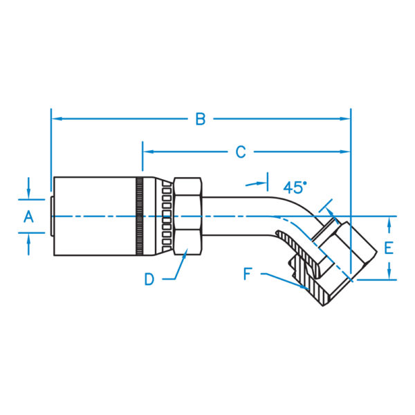 FJX45-10-10-SST by Kurt Hydraulics | Female JIC | 45° Elbow | Swivel | PTFE Coupling | for 5/8" Hose ID