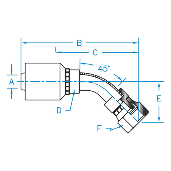 FJX45-04-06-K2 by Kurt Hydraulics | K2 Style Hydraulic Fitting | 1/4" Hose Barb x 3/8" Female 37° JIC Swivel | 45° Elbow | Carbon Steel