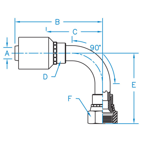 FSX90-04-05-K2 by Kurt Hydraulic | K2 Series | 1/4" Hose Barb x 5/16" Female SAE 45° Flare Swivel | 90° Elbow | Carbon Steel
