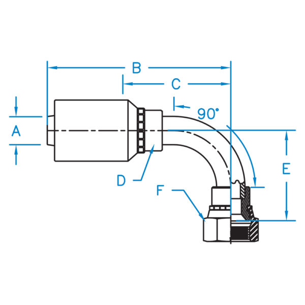 FJX90-12-12-WHP by Kurt Hydraulics | Ultra High Pressure Non Skive | Female JIC | 90° Elbow | Swivel | for 3/4" Hose ID