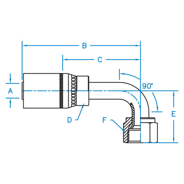 FJX90M-08-08 by Kurt Hydraulics | Female JIC | 90° Medium Drop Elbow | Swivel | for 1/2" Hose ID