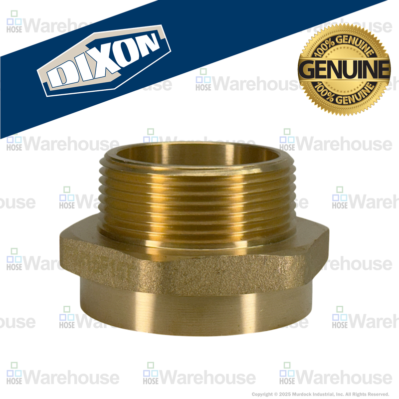 FM15F15T Dixon Cast Brass Female to Male Hex Nipple - 1-1/2" Female NST(NH) x 1-1/2" Male NPT