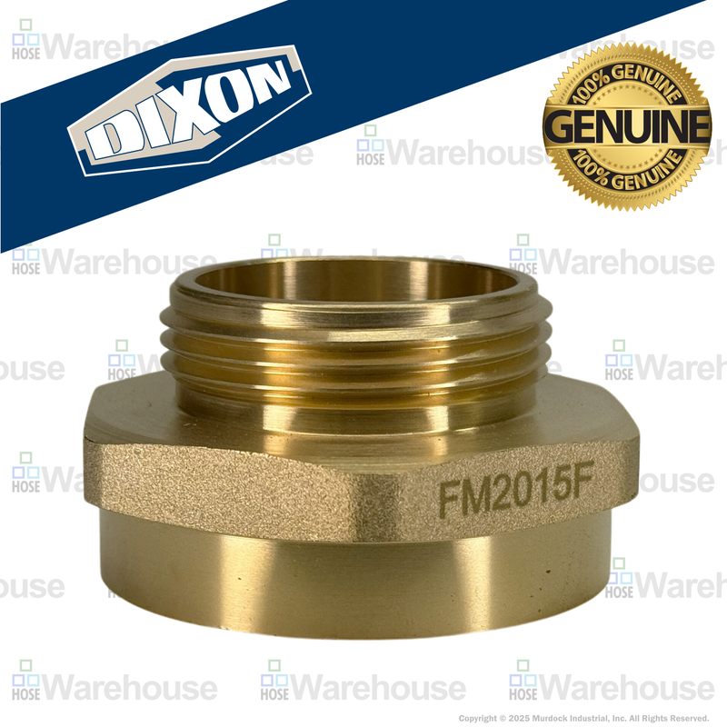 FM2015F Dixon Cast Brass Female to Male Hex Nipple - Increaser / Reducer - 2" Female NPT x 1-1/2" Male NST(NH)