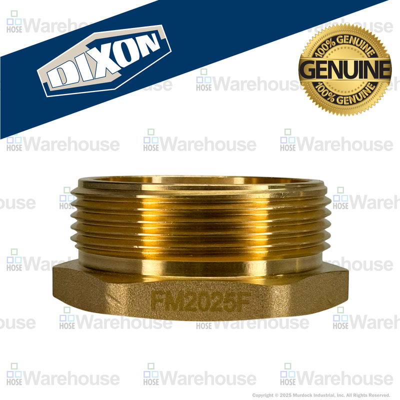 FM2025F Dixon Cast Brass Female to Male Hex Nipple - Increaser / Reducer - 2" Female NPT x 2-1/2" Male NST(NH)