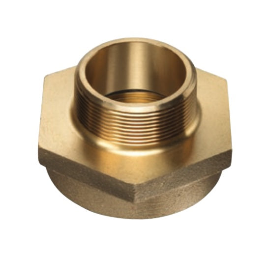 FMHN-40PT40ST by Kuriyama | FMHN Series | Hydrant & Garden Hose Adapter | Hex Nipple | 2-1/2" Female NPT x 2-1/2" Male NST | Brass