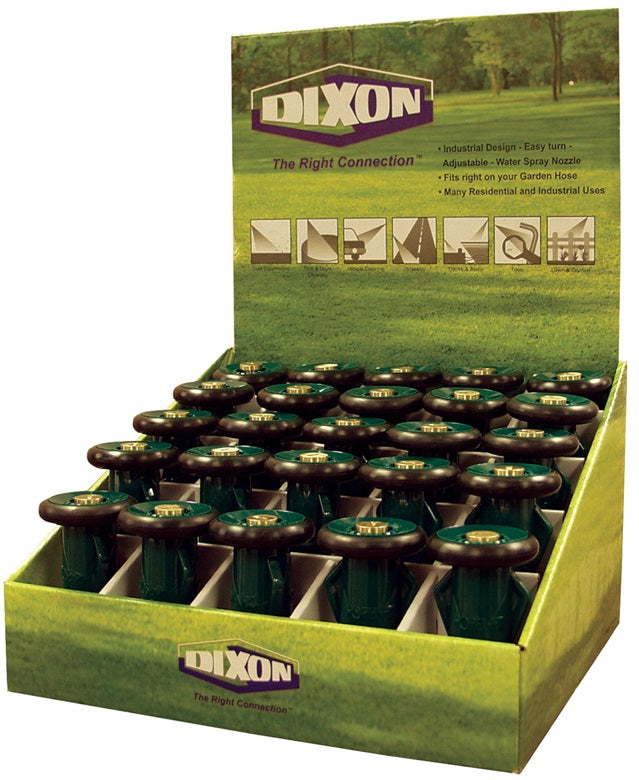 FNB75GHT-GD by Dixon Valve | Constant Flow Nozzle Display | 3/4" Female GHT | 25.1 GPM | Green | 25 Nozzles/Case | Plastic