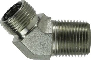 FS250342 by Midland | Hydraulic ORFS to Pipe | 1/4" Male O-Ring Face Seal x 1/8" Male Pipe | 45° Elbow | Steel