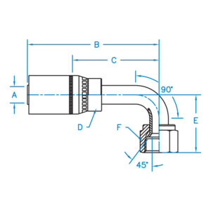 FSX90-08-08 by Kurt Hydraulics | Female SAE 45 Degree | 90 Degree Tube | Swivel | for 1/2" Hose ID