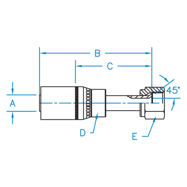 FSXT-06-08 by Kurt Hydraulics | Jump Size | Female SAE 45° | Swivel | for 3/8" Hose ID