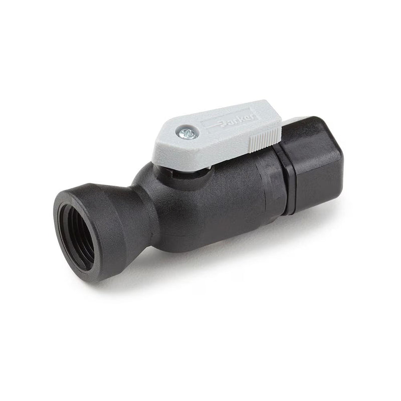 FTPPB6VFC6 by Parker | Ball Valve | 3/8" Tube Size x 3/8" Female NPTF Thread | 2.93" Length | Straight | Black | Polypropylene