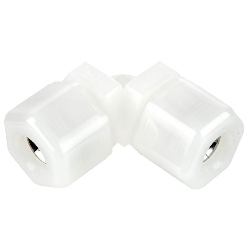 N6EU6 by Parker | Tube to Tube Fitting | 3/8" Tube OD | 7/8" Hex | 90° Elbow | Natural | Nylon