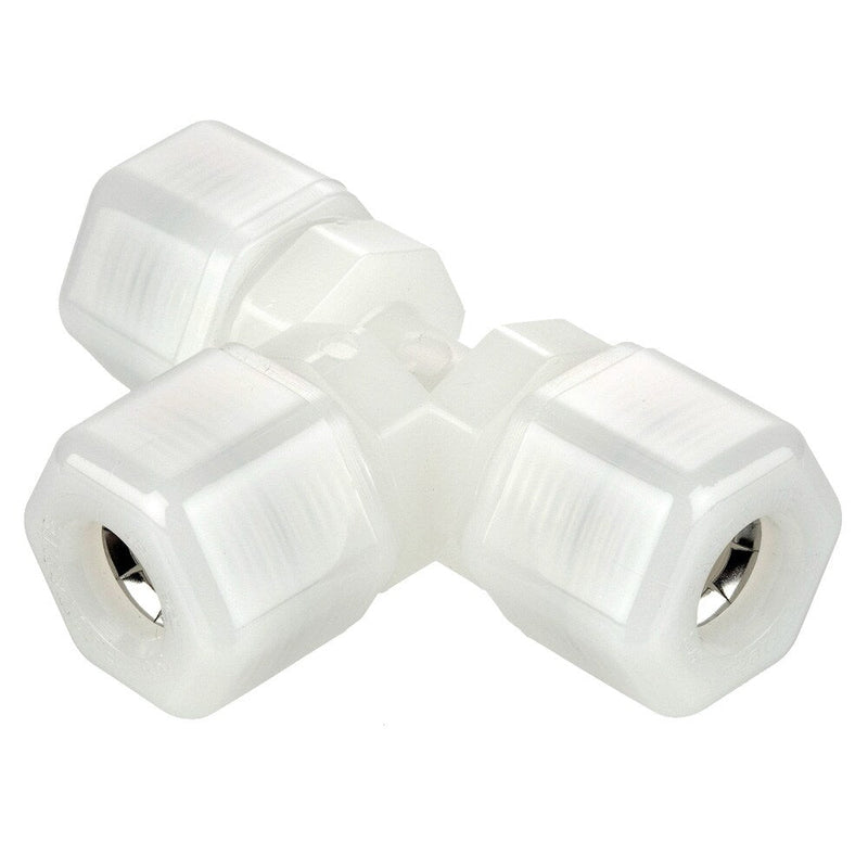 N8TU8 by Parker | Tube to Tube Fitting | 1/2" Tube OD | 1" Hex | 2.92" Length | Tee | Natural | Nylon