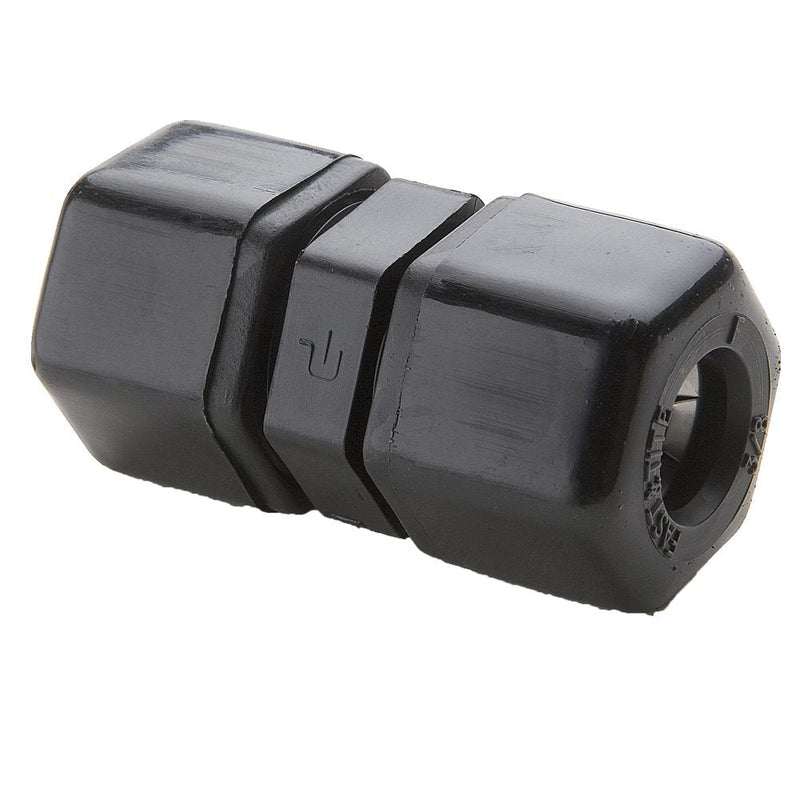 P4UC4 by Parker | Tube to Tube Fitting | 1/4" Tube OD Connector | 11/16" Hex | 1.62" Length | Straight | Black | Polypropylene