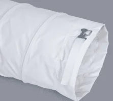 436920025 by Flexaust | FX-180SF Series | Single-ply Bi-Directional Air Flow | 20" ID | White with white wearstrip | PVC vinyl coated Polyester fabric | 25' Length