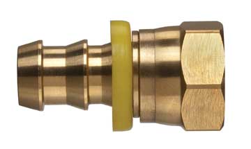 POFFJS-1010 by Kuriyama | Push-On Hose Fitting | Dual Angle Seat | 5/8" Hose Barb x 5/8" Female JIC 37°/SAE 45° Swivel | Brass