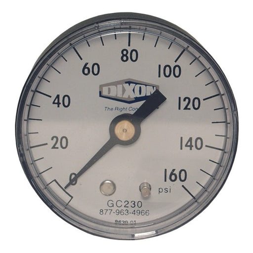 GC230 by Dixon Valve | Standard Dry Gauge | Center Back Mount | 2" Face | 1/4" Center Back Mount | 0-160 PSI Range | ABS Plastic