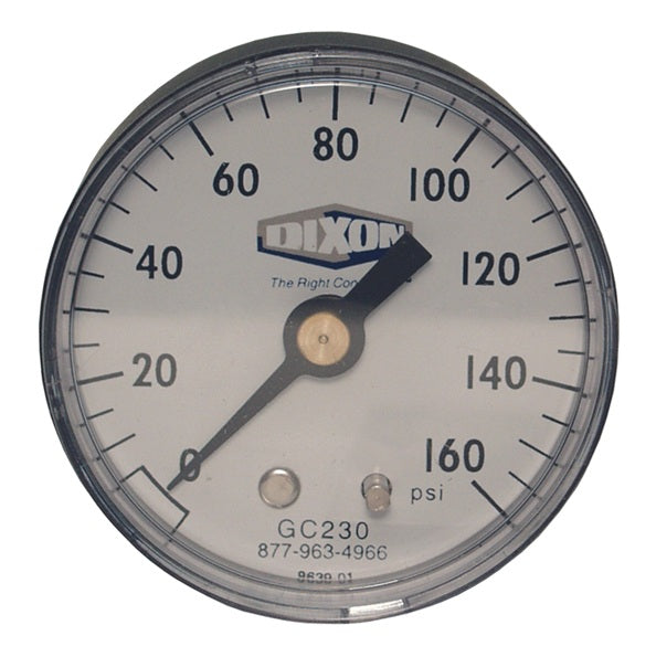 GC235 by Dixon Valve | Standard Dry Gauge | Center Back Mount | 2" Face | 1/4" Center Back Mount | 0-200 PSI Range | ABS Plastic