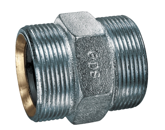 GDS-075 Alfagomma by Kuriyama | GDS Series | Ground Joint Double Spud with Copper Seal | 3/4" Male NPS x 3/4" Male NPS | Plated Ductile Iron