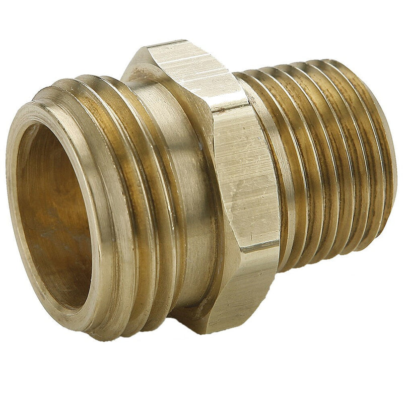 71GH-12-12 by Parker | Garden Hose Fittings | 3/4" Male Hose Thread x 3/4" Male Pipe Thread | 1-1/16" Hex | 1.41" Length | Straight | Brass | Pack of 25