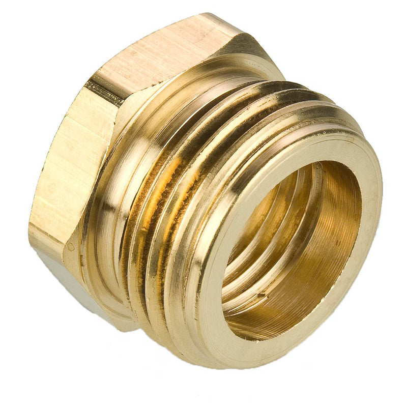 79GH-12-6 by Parker | Garden Hose Fittings | 3/4" Male Hose Thread x 3/8" Female Pipe Thread | 1-1/16" Hex | .75" Length | Straight | Brass | Pack of 10