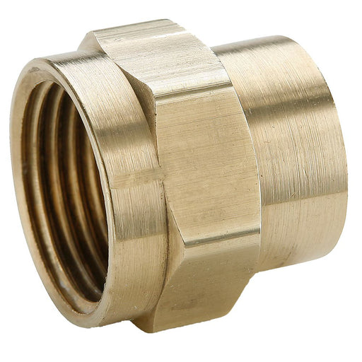 98GH-12-8 by Parker | Garden Hose Fittings | 3/4" Female Hose Thread x 1/2" Female Pipe Thread | 1-3/16" Hex | 1.14" Length | Straight | Brass | Pack of 10