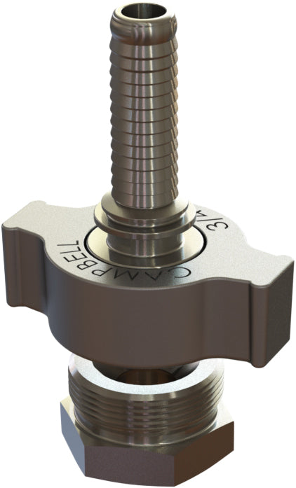 HJF-3 by Campbell Fittings | Female Set w/ Wing Nut | 3/4" Female NPT Thread x 3/4" Hose Barb | Straight | Steel/Ductile Iron