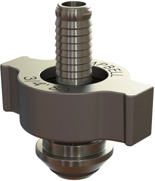 GJSS-3 by Campbell Fittings | Ground Joint Coupling | Hose Stem | 3/4" Hose Size x 3/4" Hose Barb | Viton® Seal | Straight | 316 Stainless Steel