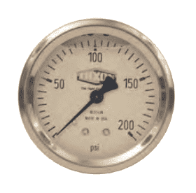 GLSC427 Dixon Valve Liquid Filled Stainless Case Gauge - 2-1/2" Face, 1/4" Center Back Mount - 0-400 PSI