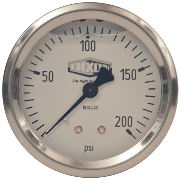 GLSC450 by Dixon Valve | Liquid Filled Gauge | Center Back Mount | 2-1/2" Face | 1/4" Center Back Mount | 0-3000 PSI Range | Stainless Steel Case