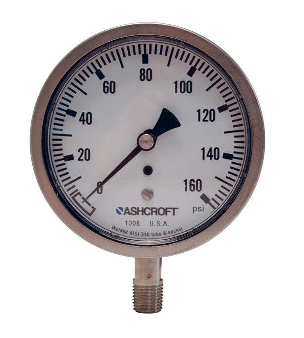 GSS10000-4 by Dixon Valve | Dry Gauge | Lower Mount | 4" Face | 1/4" Lower Mount | 0-10000 PSI Range | Stainless Steel