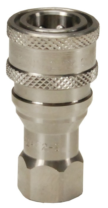 2HF2-SS by Dixon Valve | Hydraulic Quick Disconnect Coupling | H-Series | 1/4" Female NPTF x 1/4" ISO-B Interchange | Socket | Nitrile Seal | 316 Stainless Steel