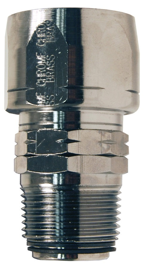 H605 by Dixon Valve | Holedall® Dubl-Grip | Field Attachable Coupling for Curb Pump Hose | Swivel | 3/4" Hose ID | 3/4" Male NPT | 1-1/4" Hose OD | Chrome Plated Brass
