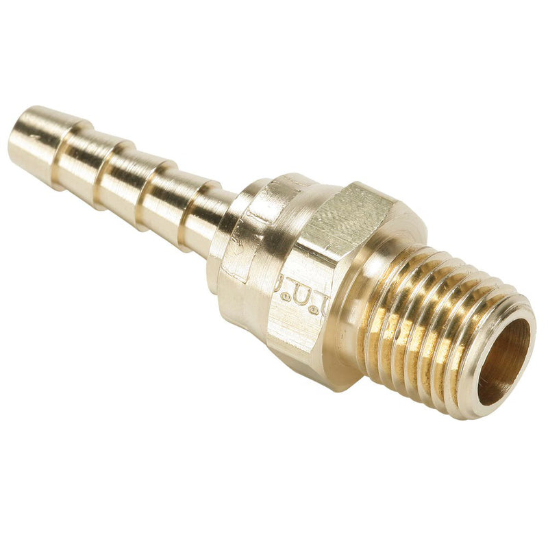 125HBLSV-8-8 by Parker | Hose Barb Fittings | 1/2" Hose Barb x 1/2" Male Swivel Pipe Thread | 7/8" Hex | 2.01" Length | Straight | Brass | Pack of 10