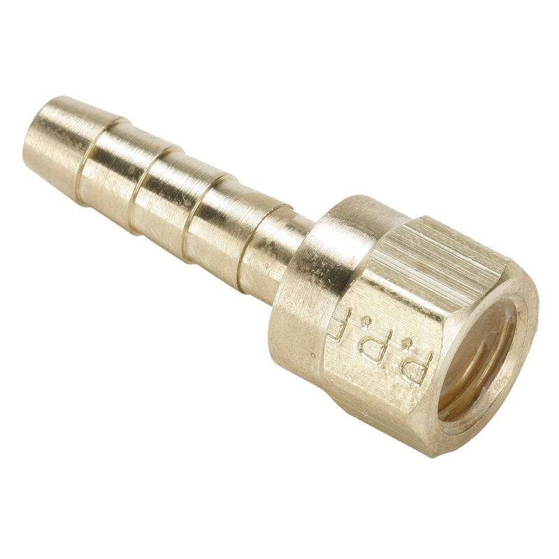128HBLSV-6-4 by Parker | Hose Barb Fittings | 3/8" Hose Barb x 1/4" Female Swivel NPSM Thread | 5/8" Hex | 1.63" Length | Straight | Brass | Pack of 25