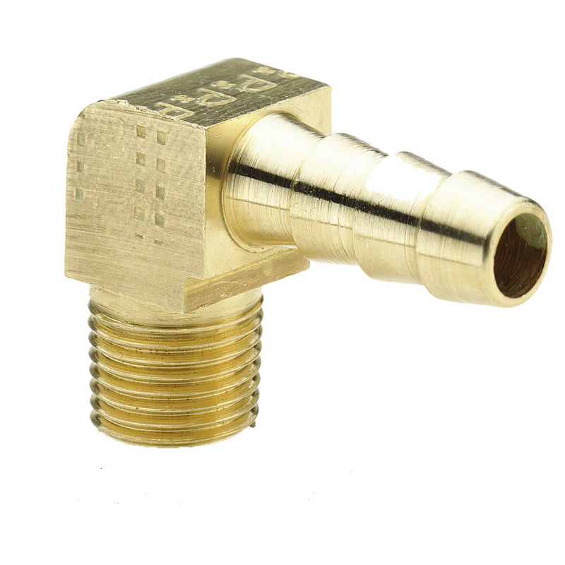 129HB-6-8 by Parker | Hose Barb Fittings | 3/8" Hose Barb x 1/2" Male Pipe Thread | 90° Elbow | Brass | Pack of 5